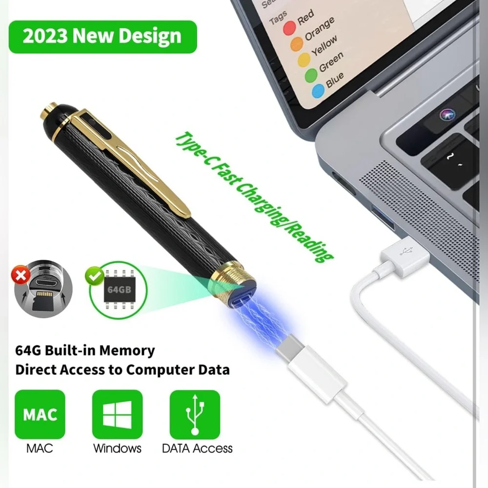 Black and Gold Spy Pen Camera with 64GB Storage